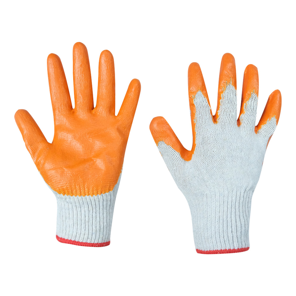 Zhongshang Factory Price Orange Latex Gloves Cotton Dip Coated Rubber Durable Work Gloves