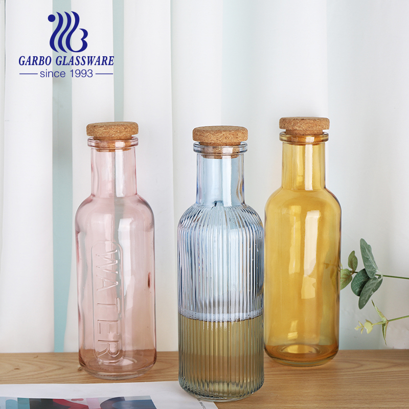 1000ml colored strip pattern glass storage bottle