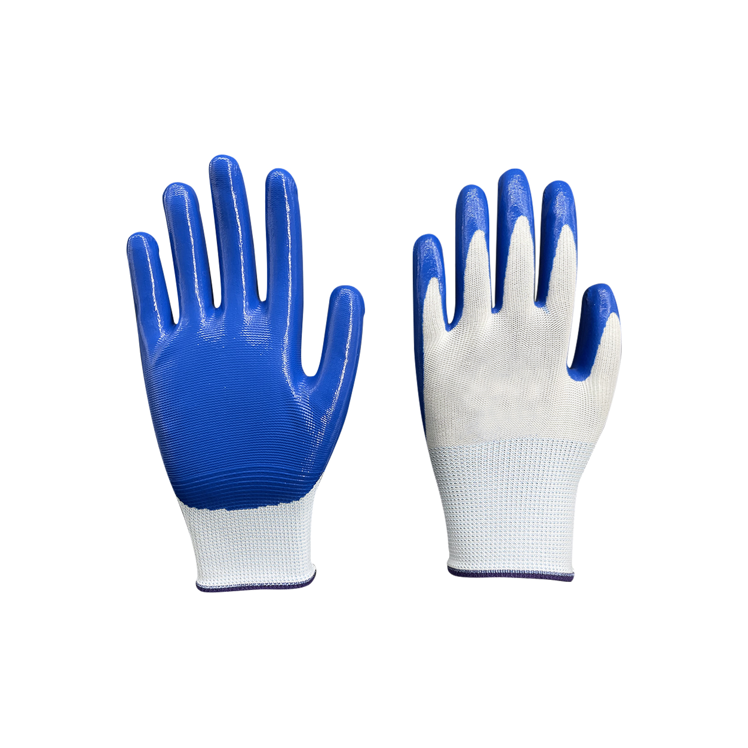 Zhongshang Hot Selling White Polyester Nylon Shell Nitrile Coated Work Gloves with Printing Logo