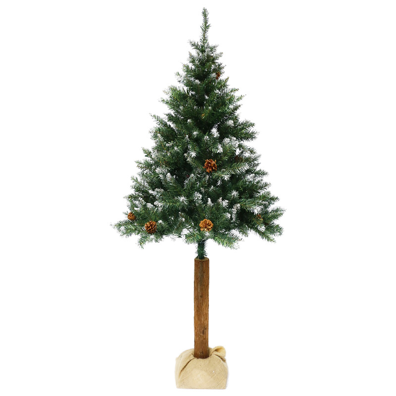 1.8cm PVC+Pinecone Spray White Wooden Pole Christmas Tree