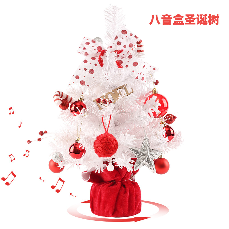 Red and White Rotating Octavo Desktop Mini Christmas Tree