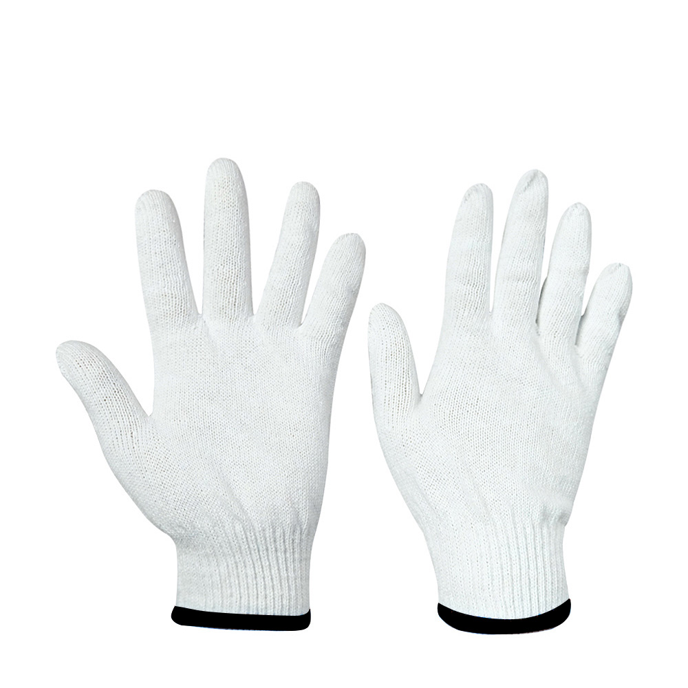 Zhongshang Customized White Cotton Polyester Knitted Safety Protection Work Gloves For Construction