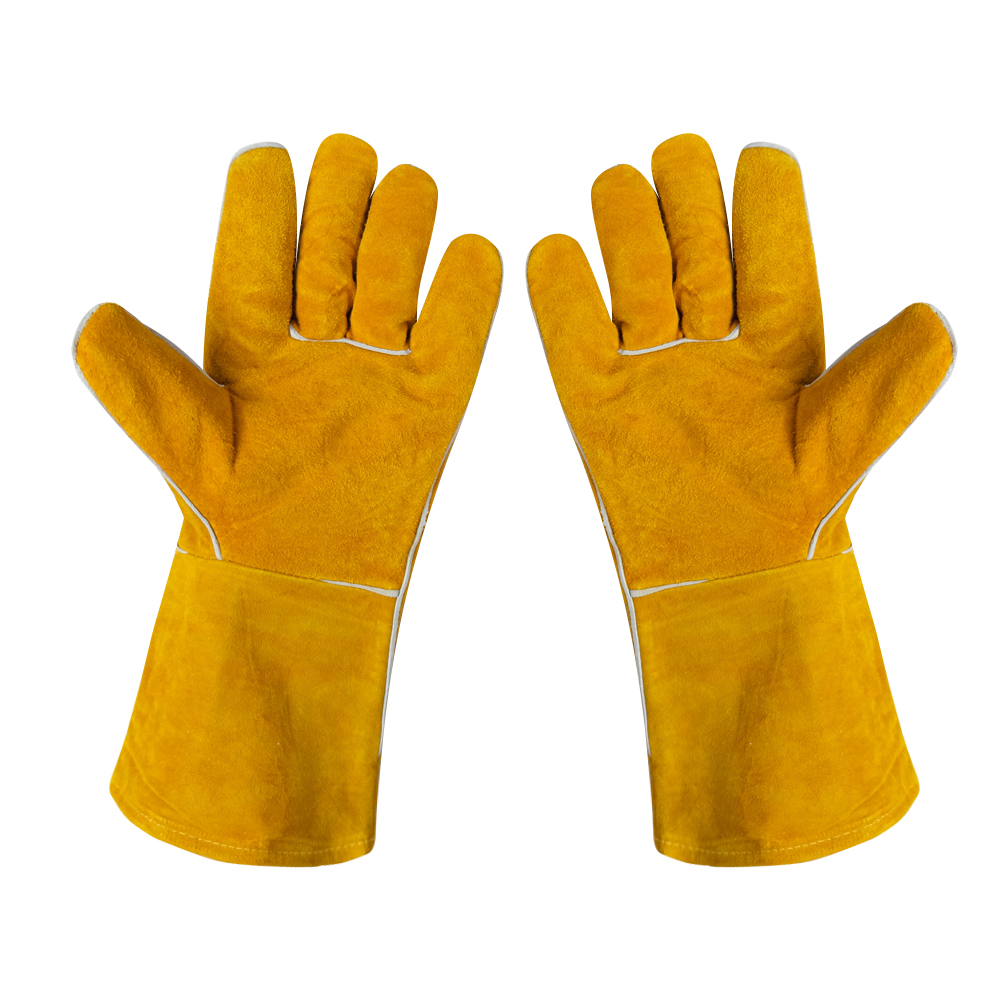 Zhongshang Wholesale Cheap Leather Hand Protective Welding Gloves Work Gloves Cow Leather Gloves
