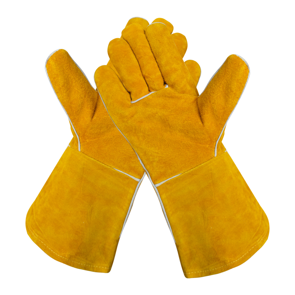 Zhongshang Wholesale Safety Work Glove Heat Resistant Cow Split Leather Welding Gloves