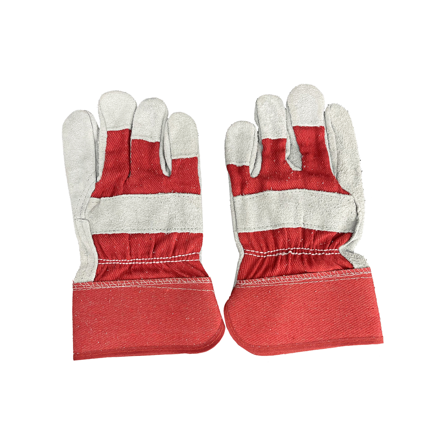 Zhongshang Red Safety Leather Work Gardening Construction Cow Split Gloves