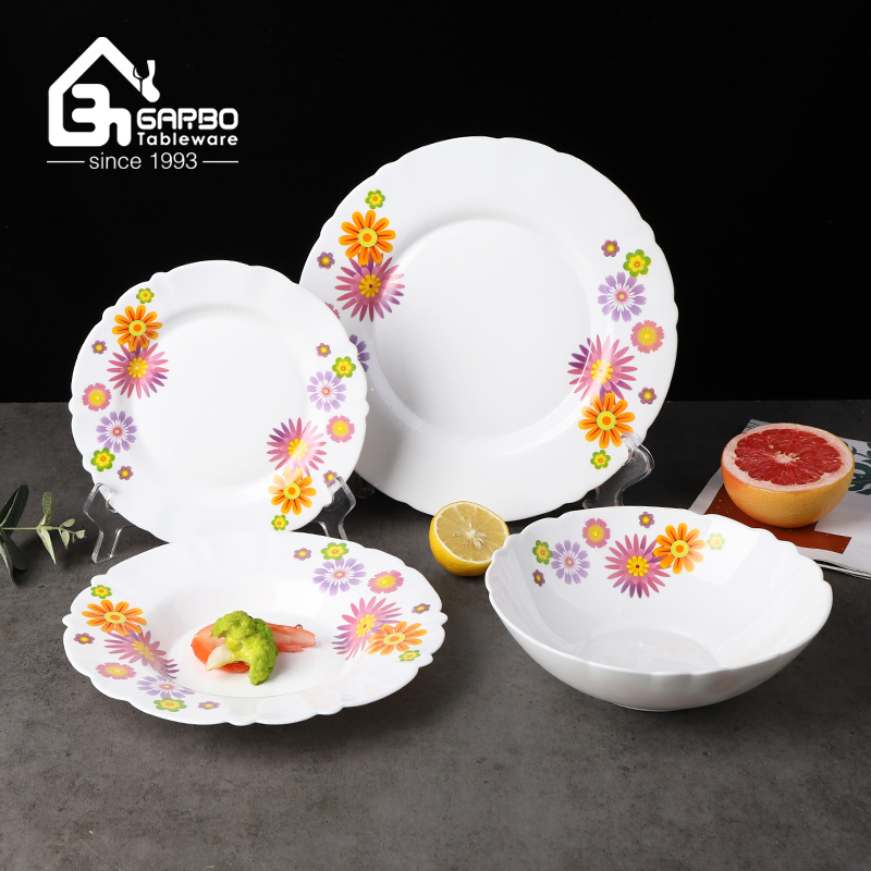 Personalized Custom Logo Decal White Opal Glass Dinner Set