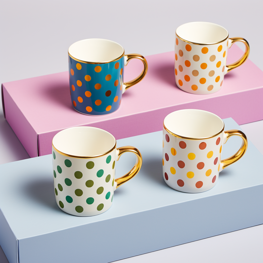 Colorful mug,Colorful ceramic coffee cup with dot design