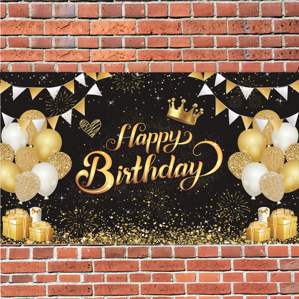 Black Gold Birthday Banner