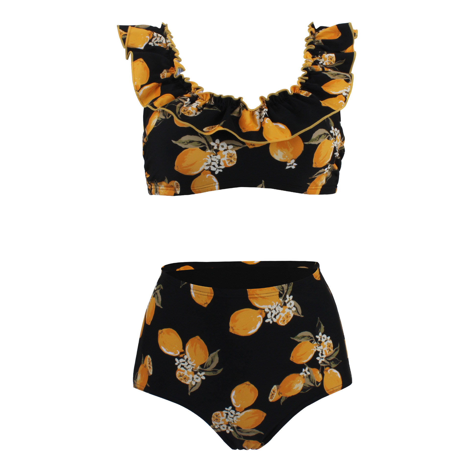 DGLT-1988 Ruffles swimwear women's split bikini suit fruit printd fashion high waist swimwear