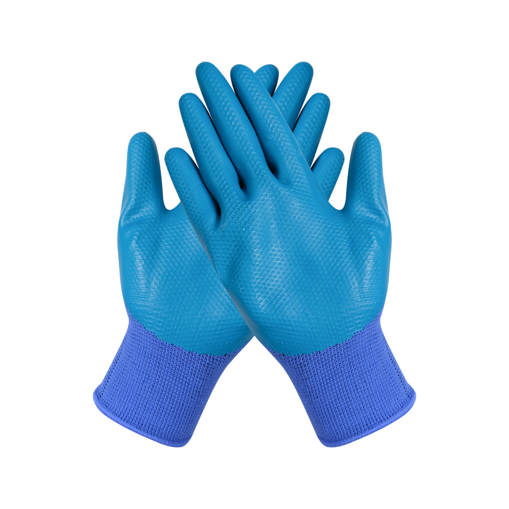 Zhongshang Protective Gloves Embossed Latex Gloves Rubber Coated Non-slip Working Safety Hand Gloves