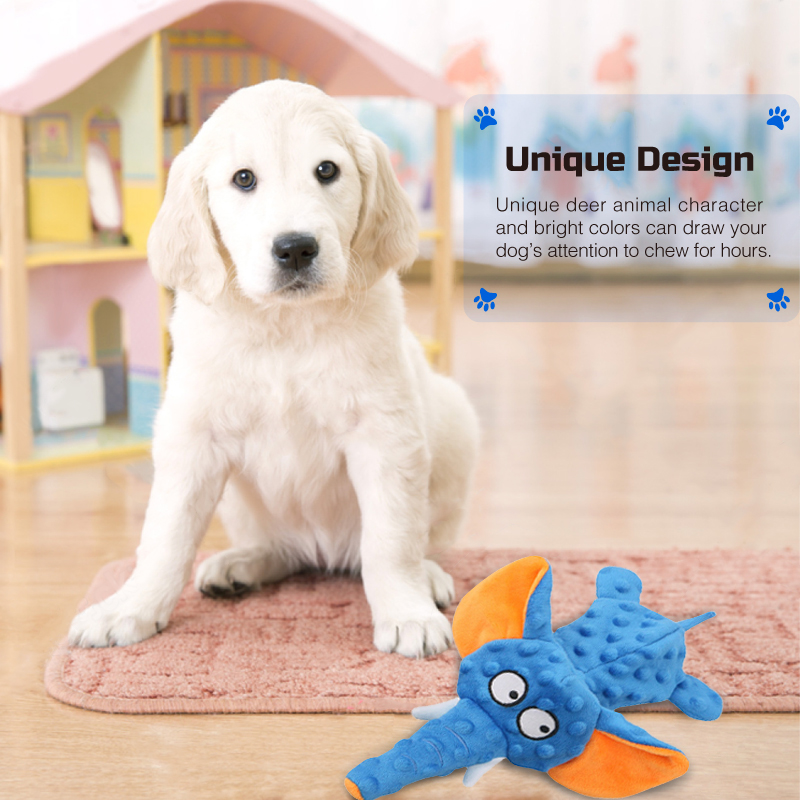 no stuffing animal dog plush toy with crinkle paper cute elephant squeaky chew toy