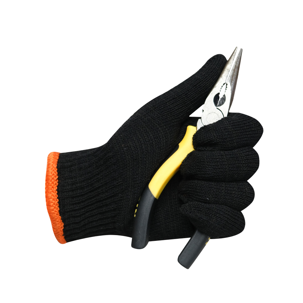Zhongshang Black Safety Hand Protection Work Cotton Knitted Gloves