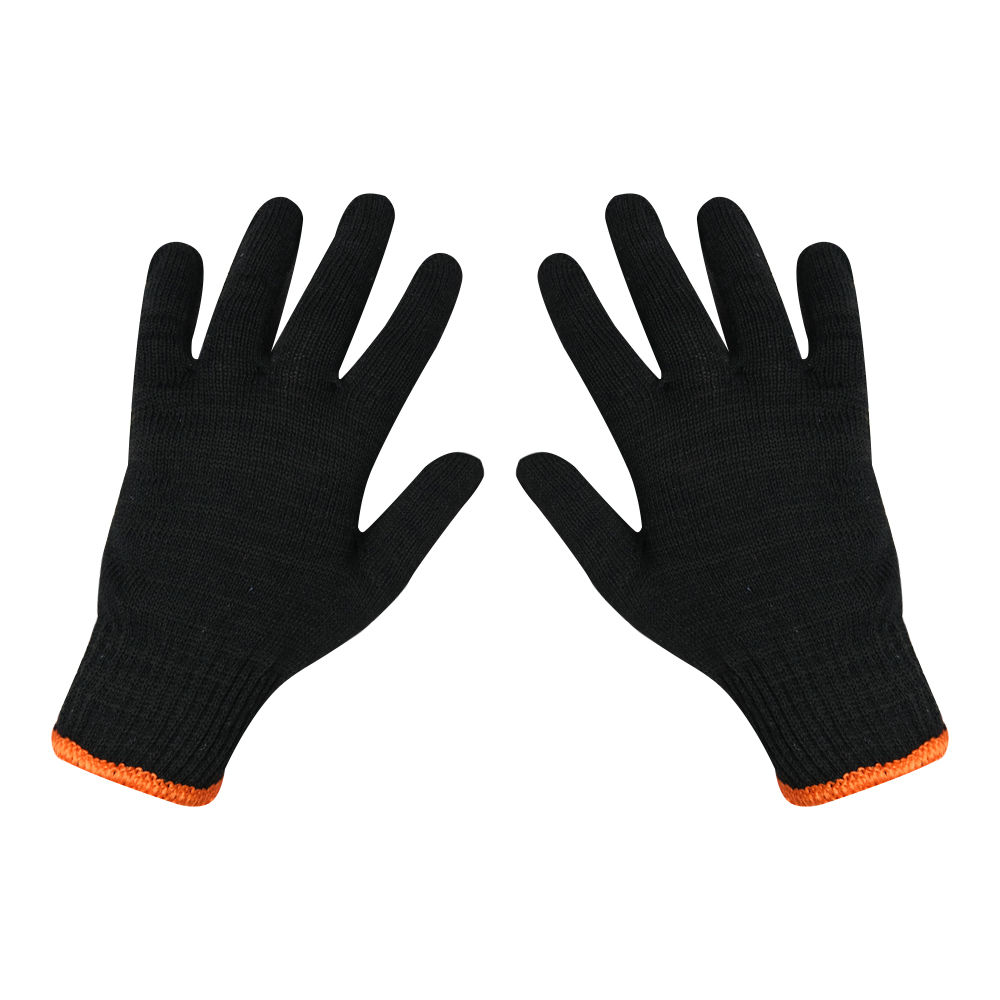 Zhongshang Top Quality Pure Black Cotton Knitted Gloves Hand Working Gloves For Construction
