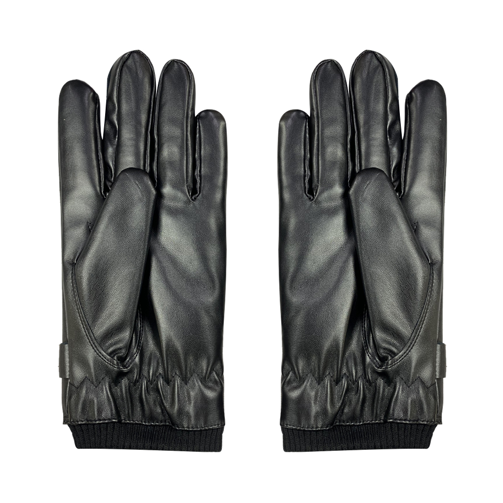 Zhongshang Men Women Fashion Screen Touch Motorcycle Black Cow Skin Leather Gloves