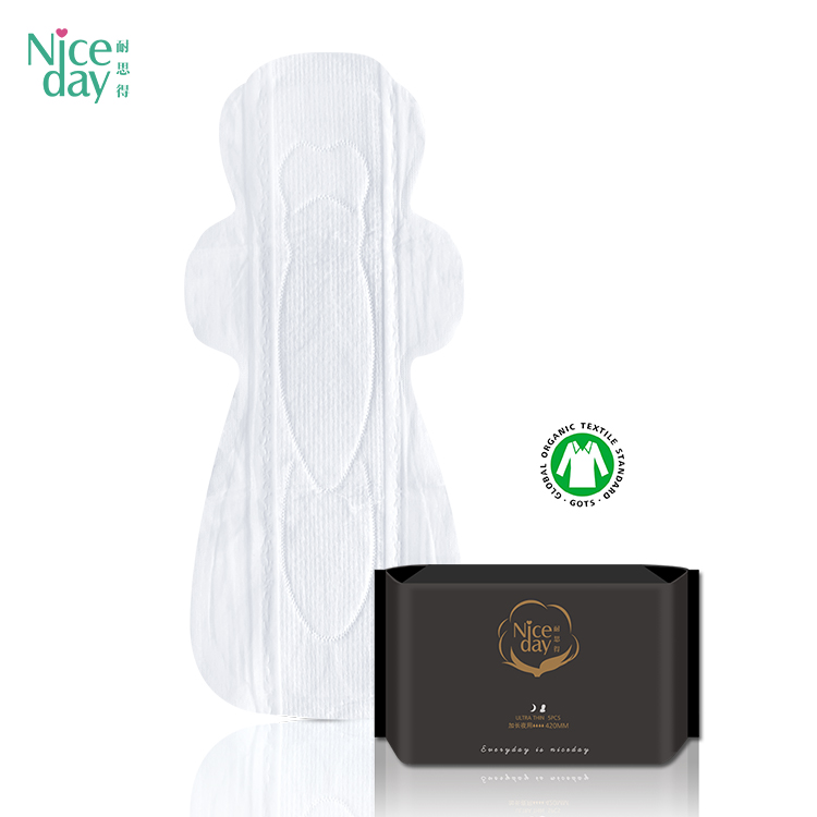 GOTS certified premium organic cotton lady sanitary napkin for sensitive skin
