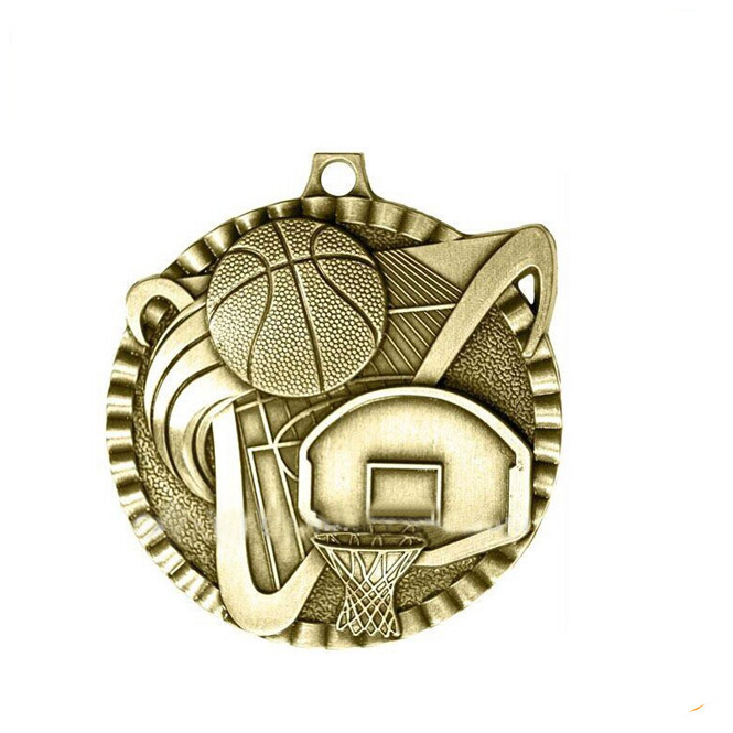 OEM ZInc Alloy Basketball Antique Gold Sport Engraved Medal