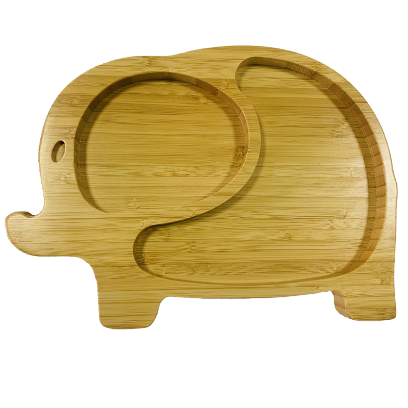 Bamboo elephant shaped dinner plate with dividers