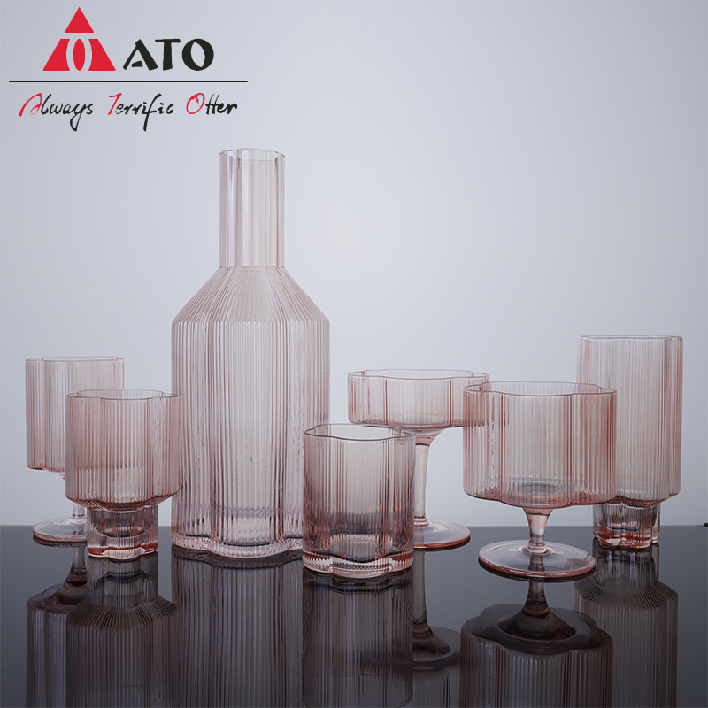 Wine glass with pink color pattern,GLASSWARE