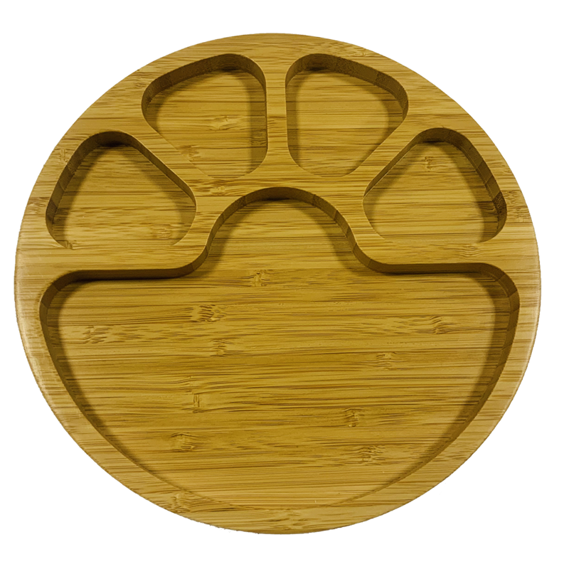 Bamboo dog paw shaped round tray