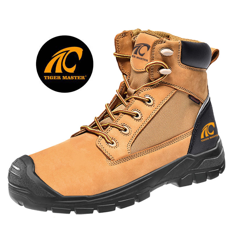 Nubuck leather anti-slip pu sole prevent puncture hiking safety shoes composite toe