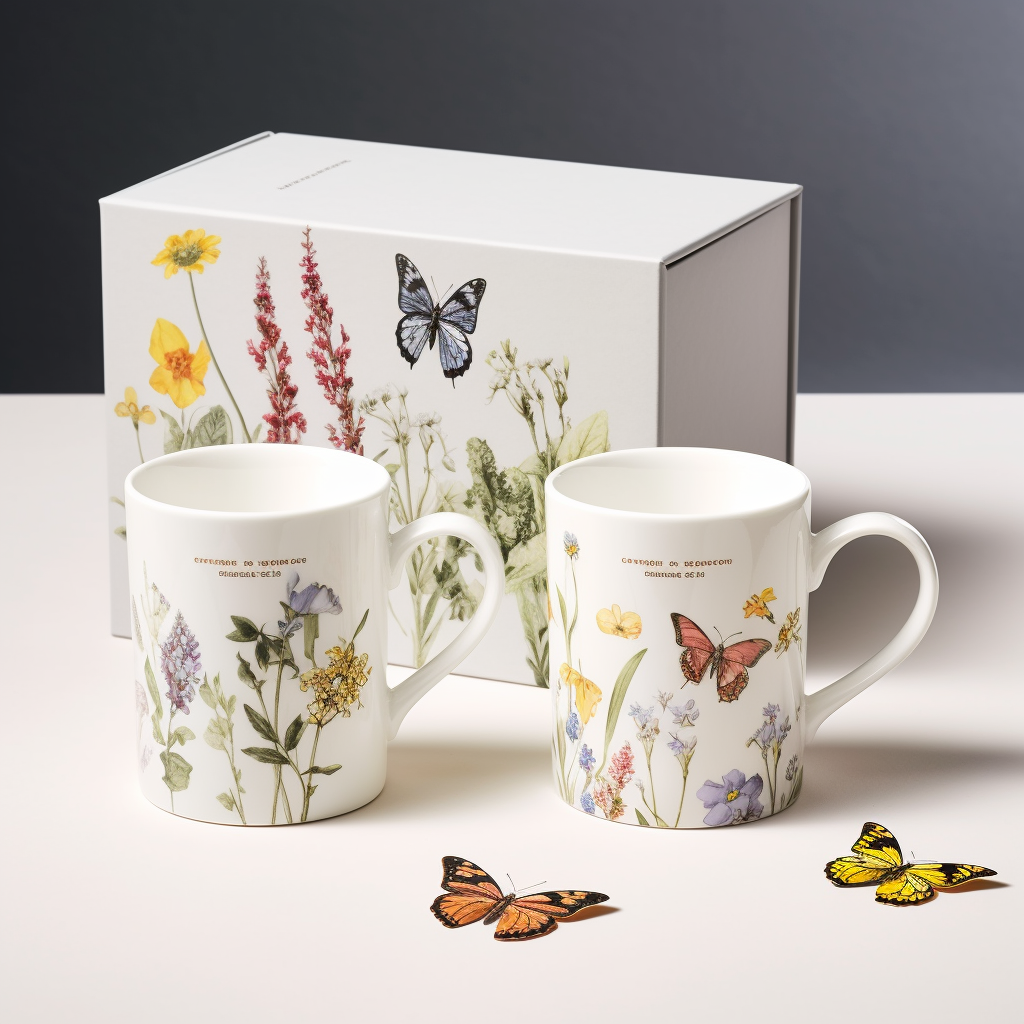 Set of 4 Floral Mugs