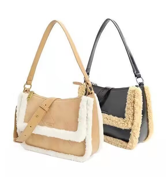 XINGLIAO Stylish women's tote with plush hem PU