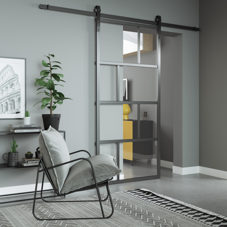 Black color aluminum frame glass door