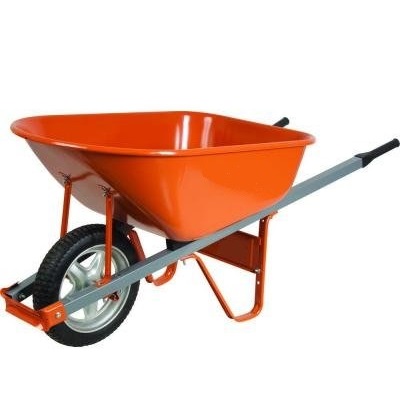 LEONARD 6 CUBIC FOOT STEEL TRAY WHEELBARROW WITH STEEL HANDLES FLAT FREE TIRES,6 Cu Ft.Wheelbarrow