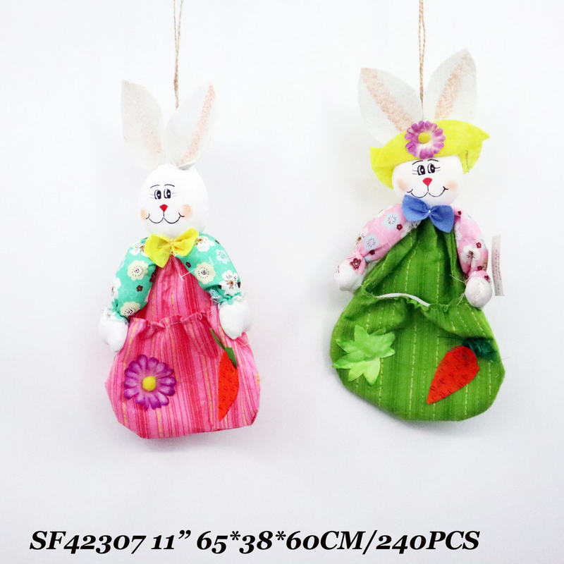 11 Inch Easter Decor Rabbit Bag Hanging