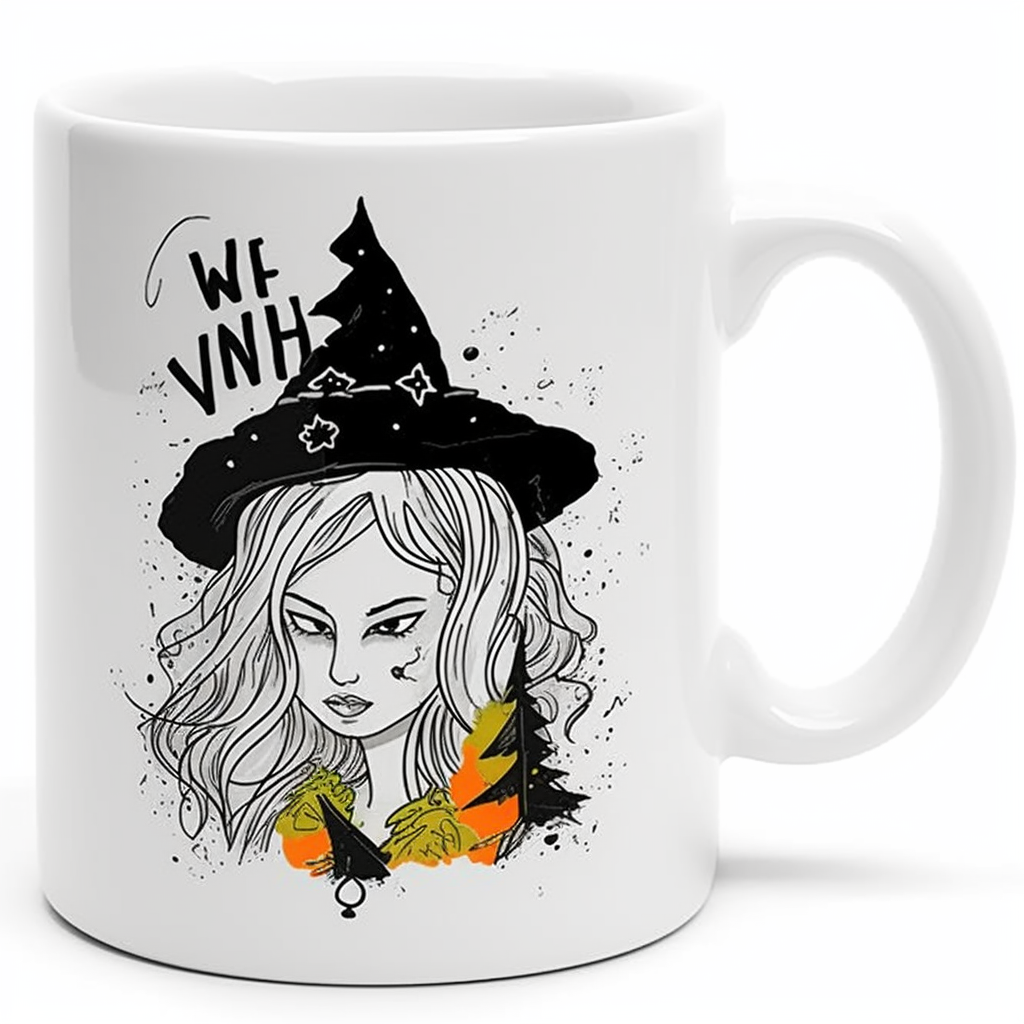 Witch's hat and cape coffee cup