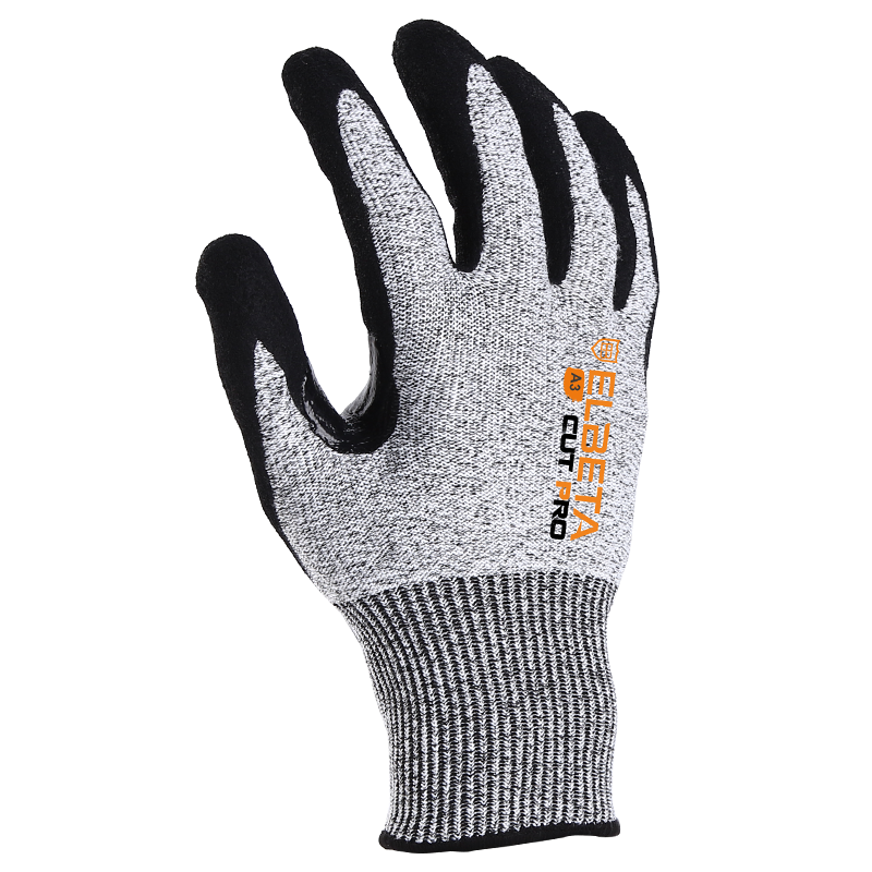 ELBETA CUT PRO Work Glove-18G Green cut resistant ANSI 2 / ISO B shell, Ultra Fine Nitrile palm.