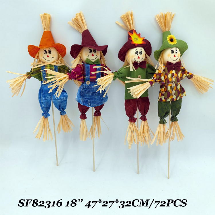 18 INCH Fall Garden Decor SCARECROW PICK 4 ASSTS