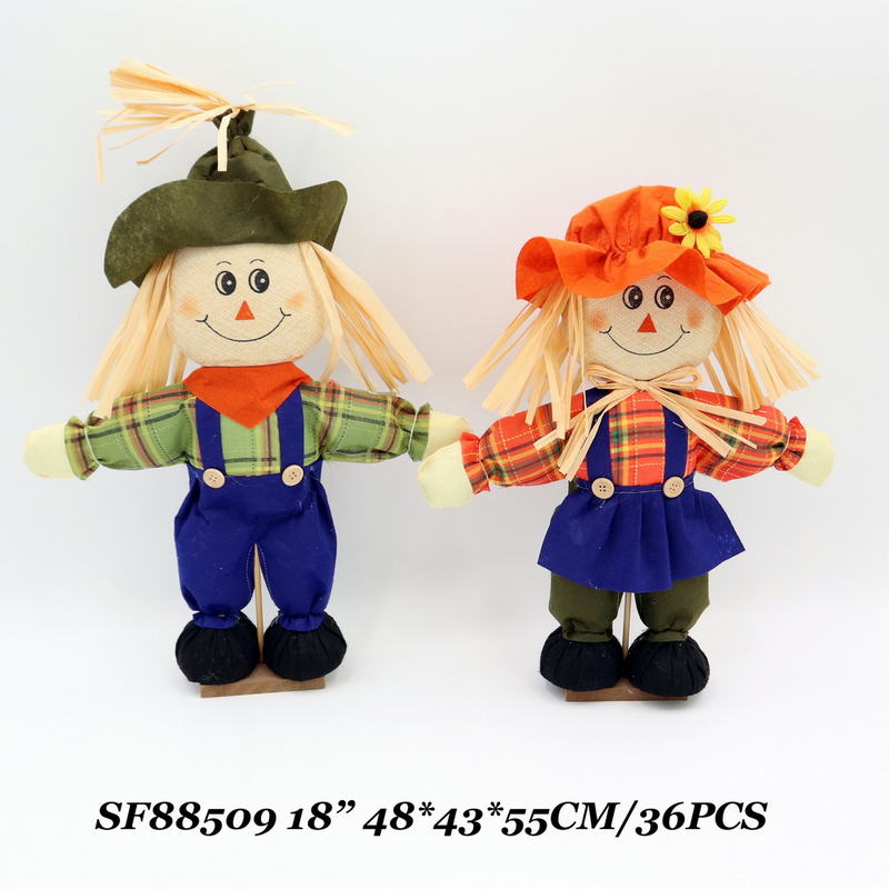 18 Inch Fall Garden Halloween Decoration Scarecrow Standing 2 Assts.