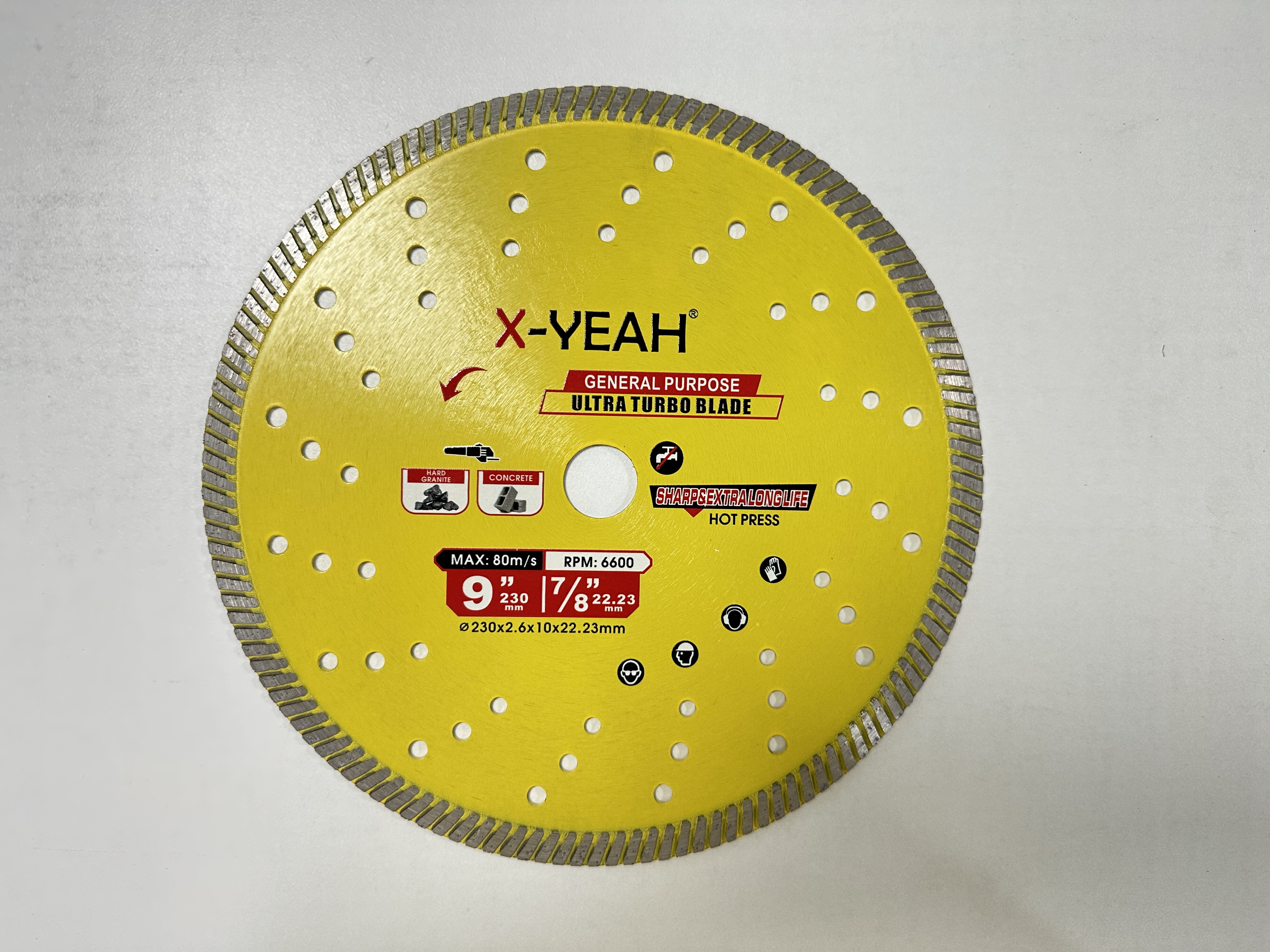 X-Yeah 230MM Hot Press Diamond Saw Blade Ultra turbo blade dry cutting granite concrete