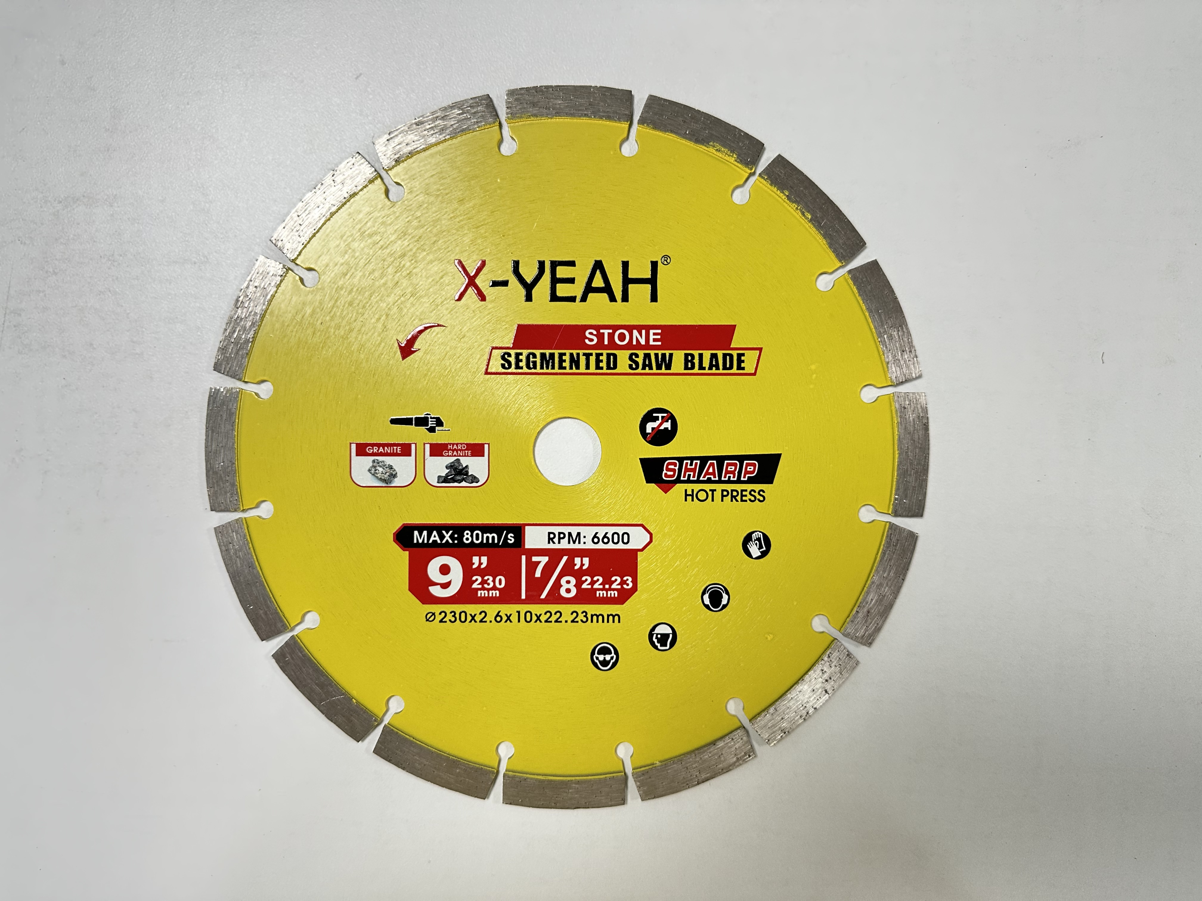 X-Yeah 230MM hot press segment diamond saw blade dry cutting granite sharpness