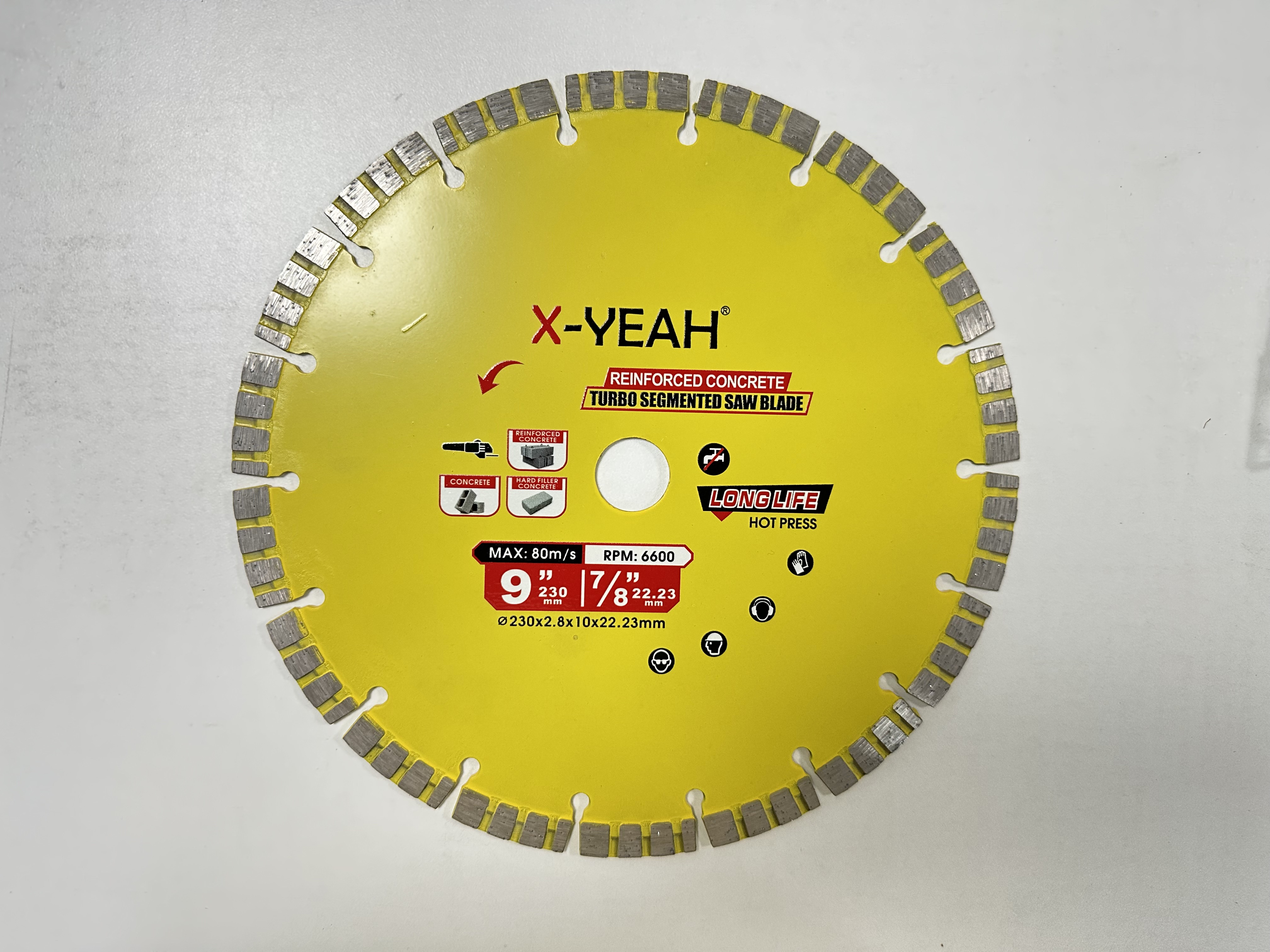 X-YEAH 230MM hot pressed segment turbo diamond blade for concrete universal cutting long life