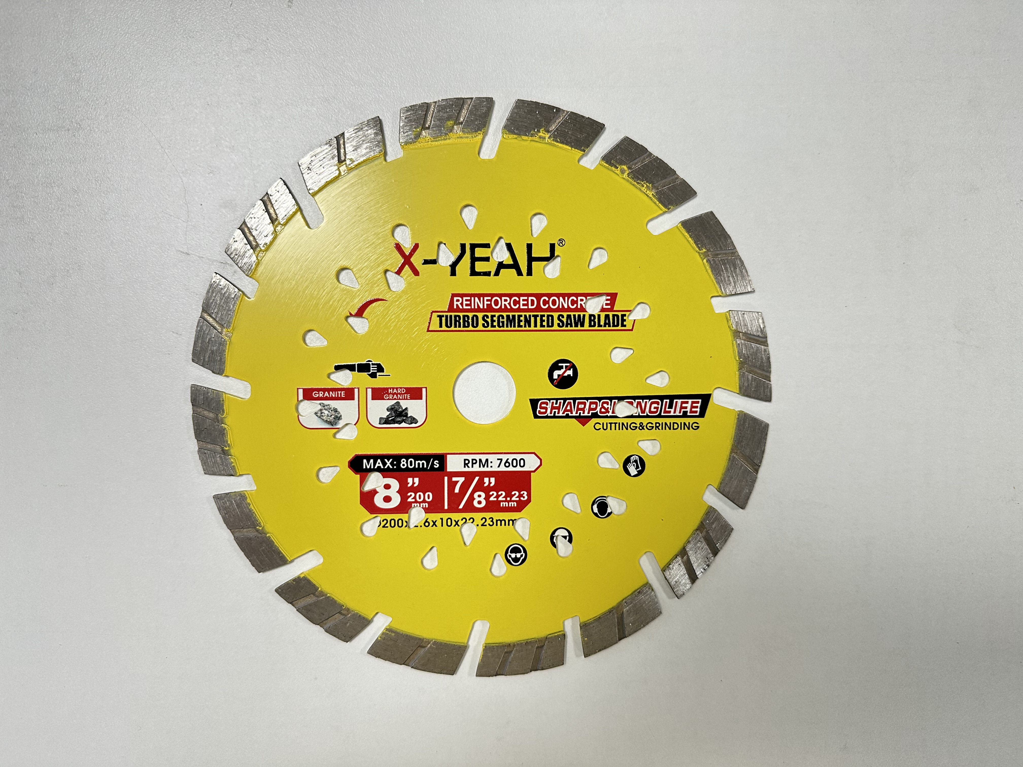 X-YEAH 230MM hot press segment turbo diamond blade for granite universal cutting long life sharpness