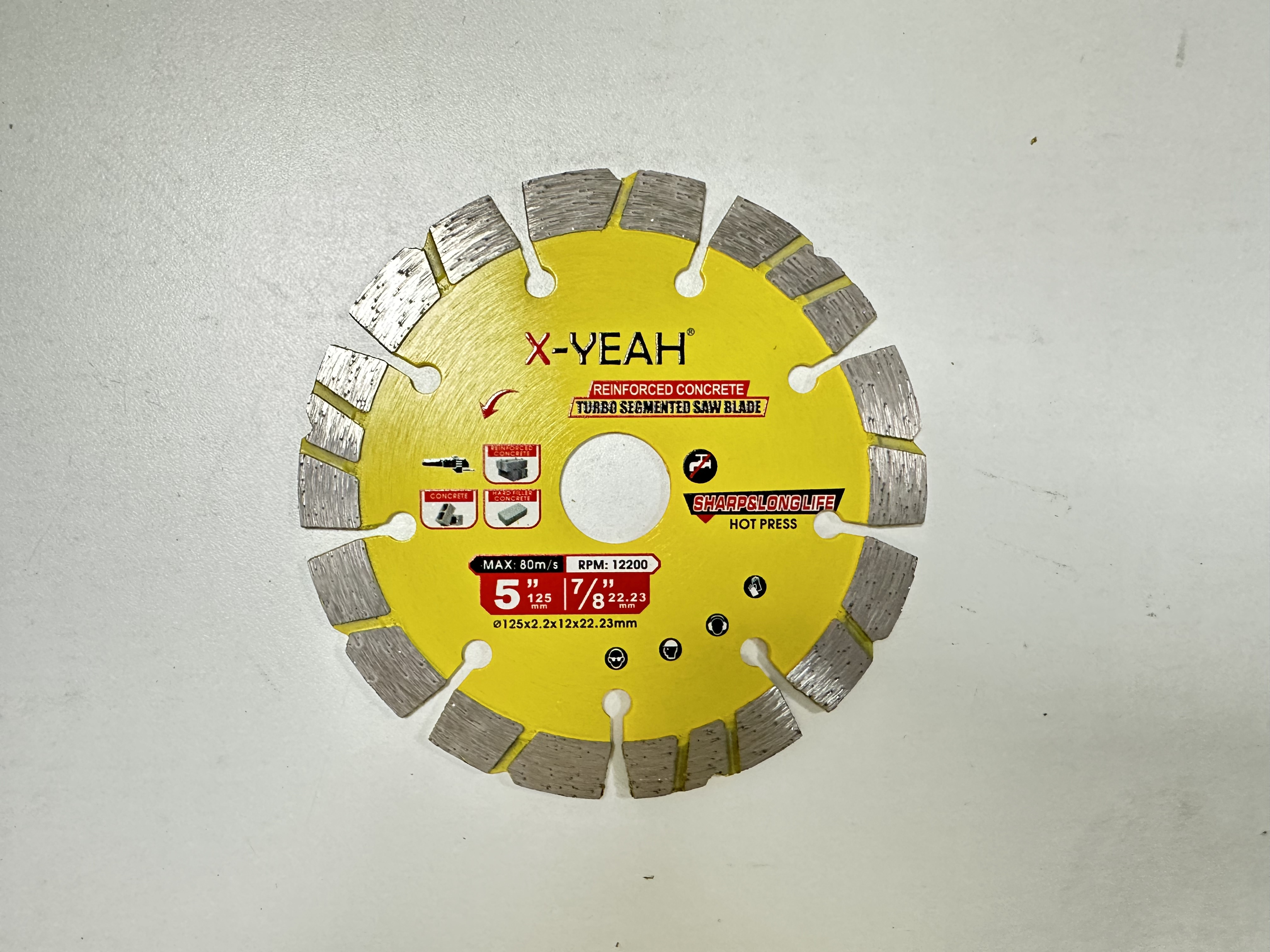 X-Yeah 125MM hot pressed diamond saw blade "V" shape segment turbo balde dry cutting concrete