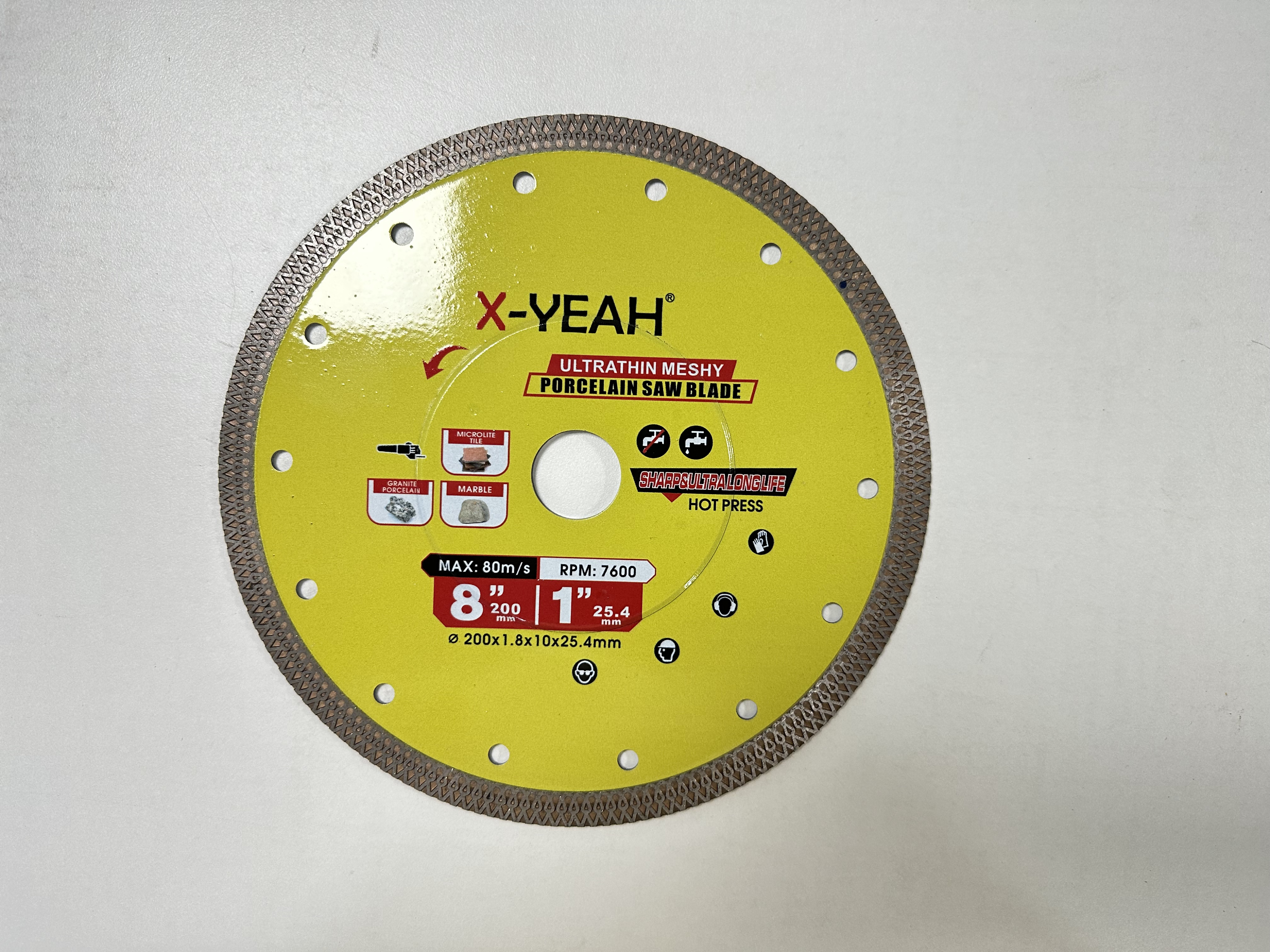 X-Yeah 200MM Hot Press Diamond Saw Blade Ultra thin Meshy dry/wet cutting porcelain tile marble