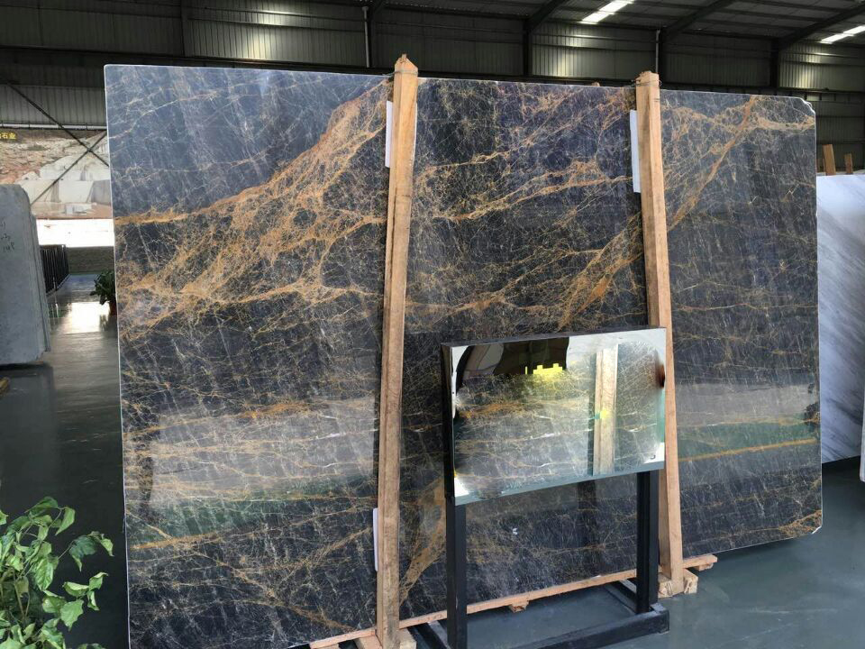 China Shakespeare Gold Polished Marble Big Slabs Flooring Tiles