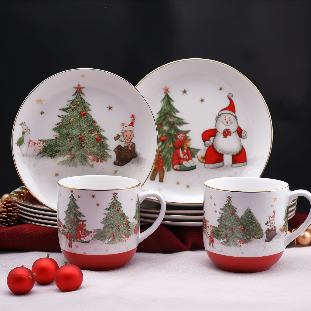 Santa Claus ceramic dishware ensemble