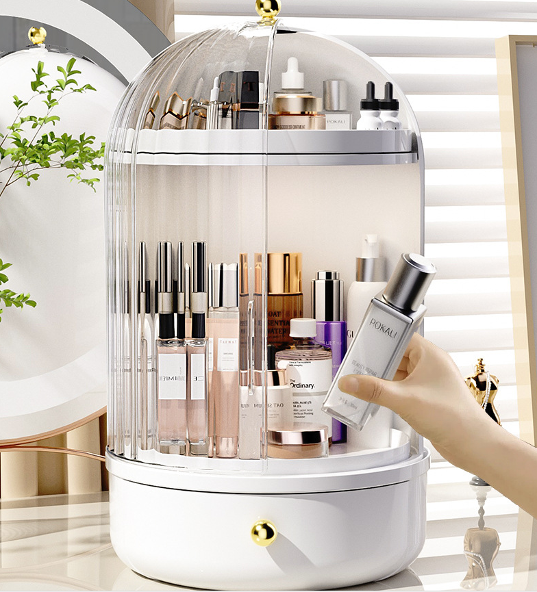Light luxury clear cosmetics rotating storage case Makeup brush lipstick storage case
