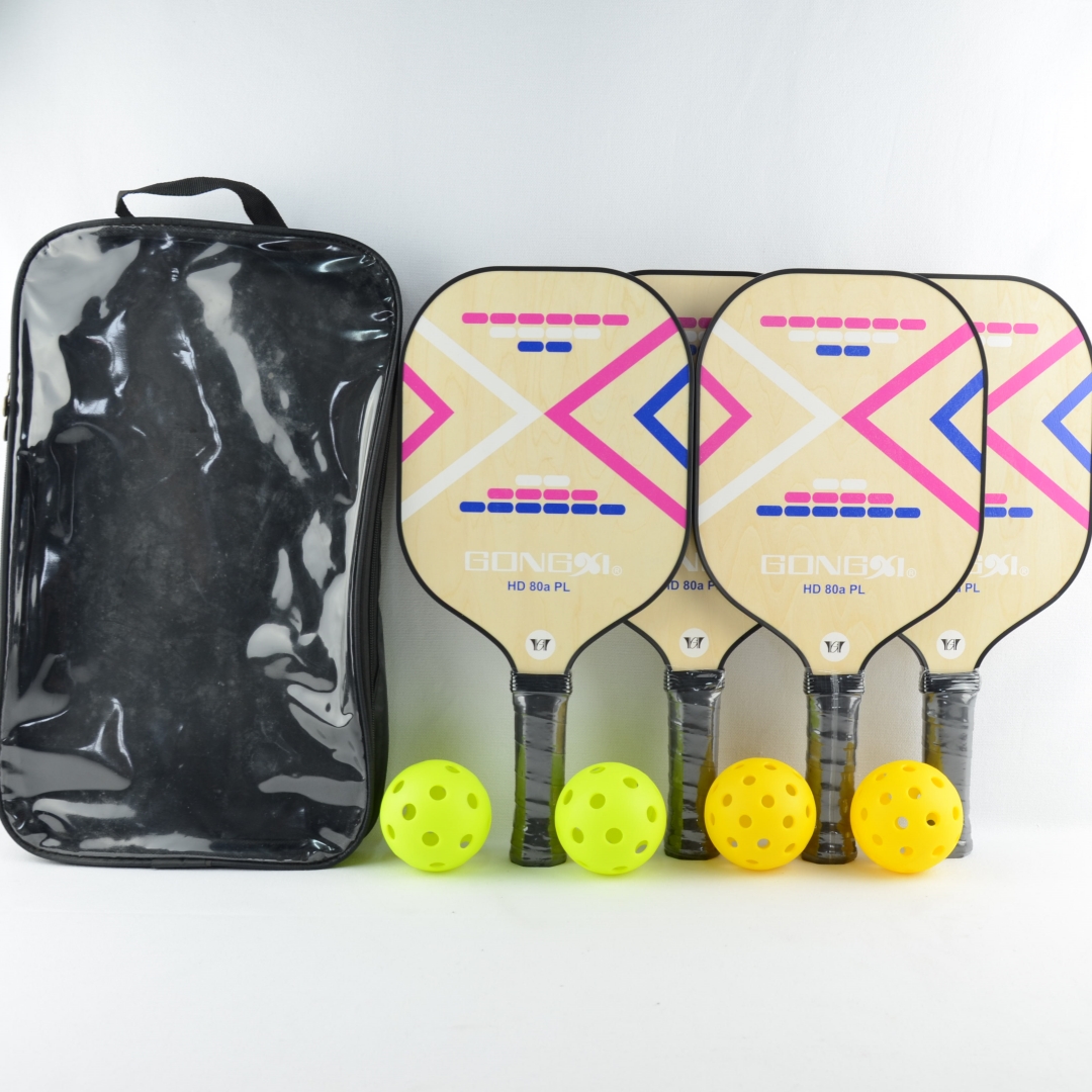 Wood pickeleball paddle set