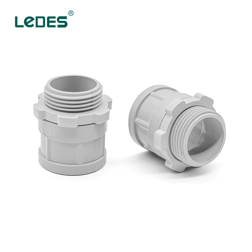 Ledes Male Terminal PVC Conduit Adapters For Schedule 40 80 Electrical Conduit Pipe - Gery