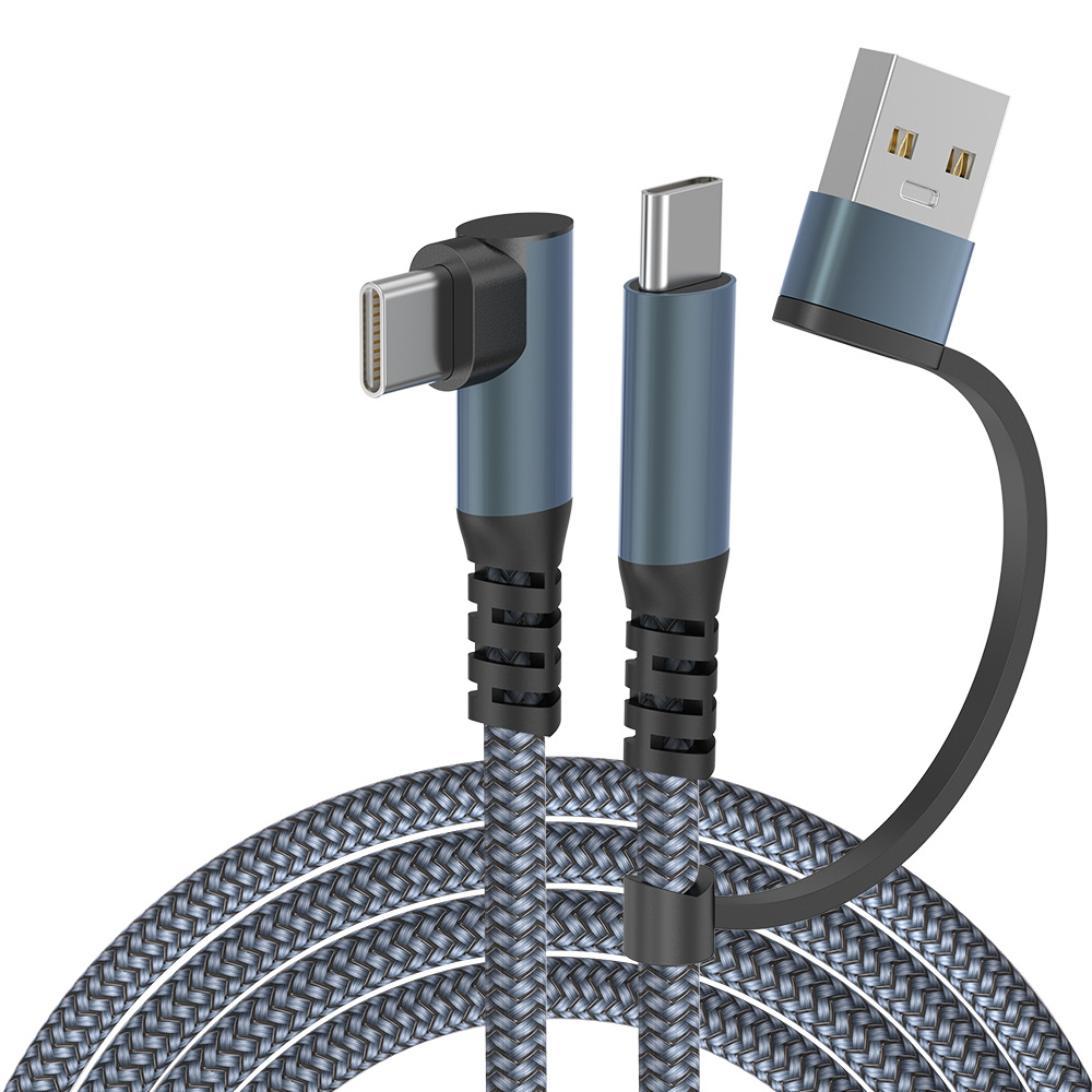 USB C elbow plug charging cable data Nylon weaving fast charging cable 2-in-1