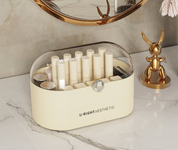 Desktop lipstick storage box with lid for dust