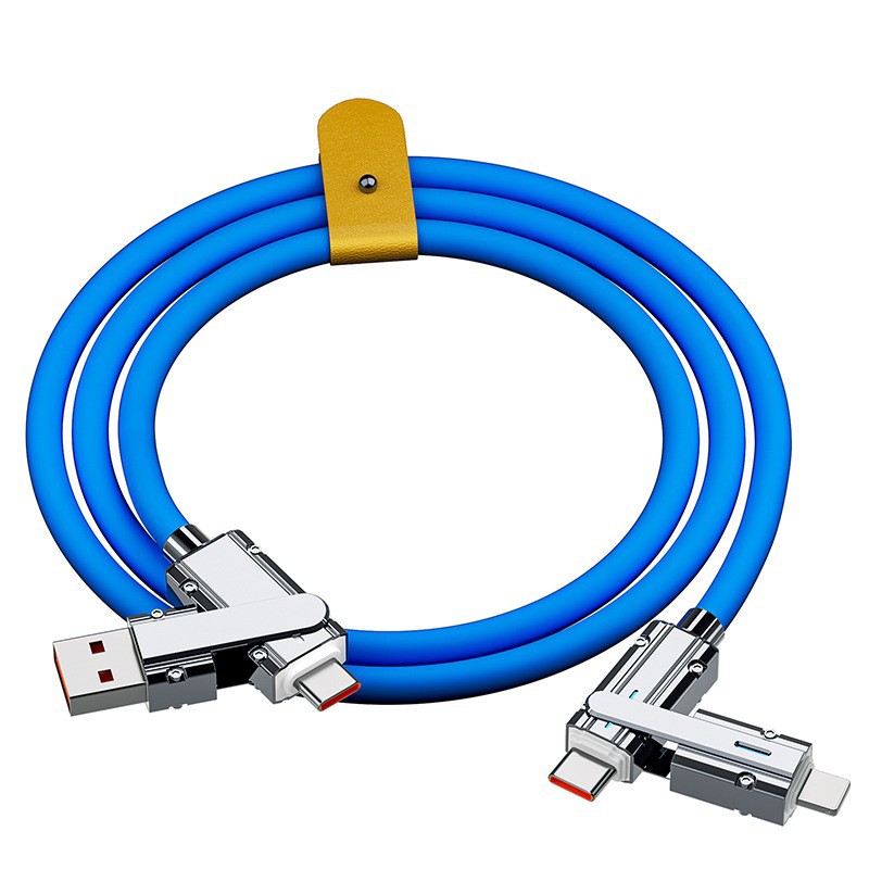 Multiple Charger Cord Silicone USB Charging Cable 4 in 1 Fast Charging
