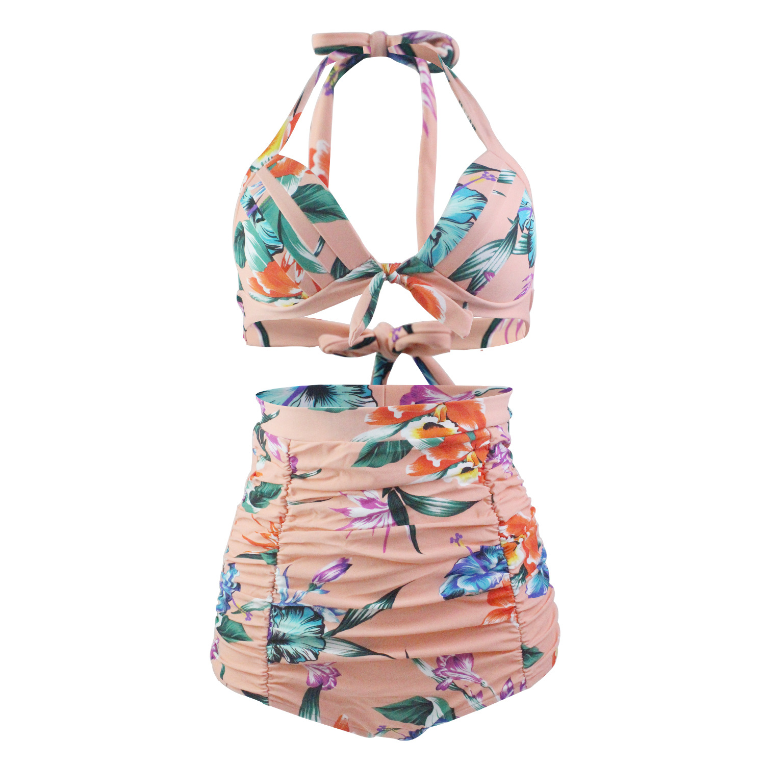 DGLT-2101Newly design lace up swimwear split two piece swimsuit high waist bikini suit