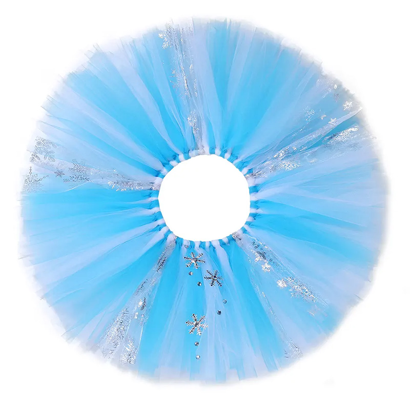 New Design Kids Clothes Pink Blue Snow Print Short Party Wear Dance Tutu Skirt For Kids