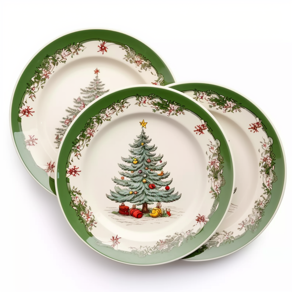 Christmas tree patterned dishes